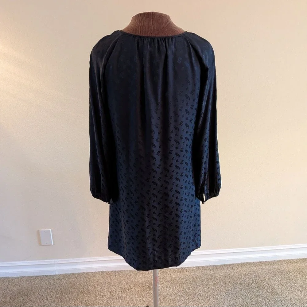 J. Crew Navy Knee Length Silk Jacquard Tonal Shift Dress Size 6